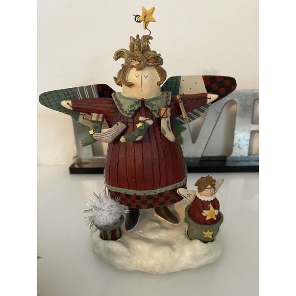 Vintage Henton International Christmas Angel Figurine Numbered Detailed W Star - Picture 1 of 16
